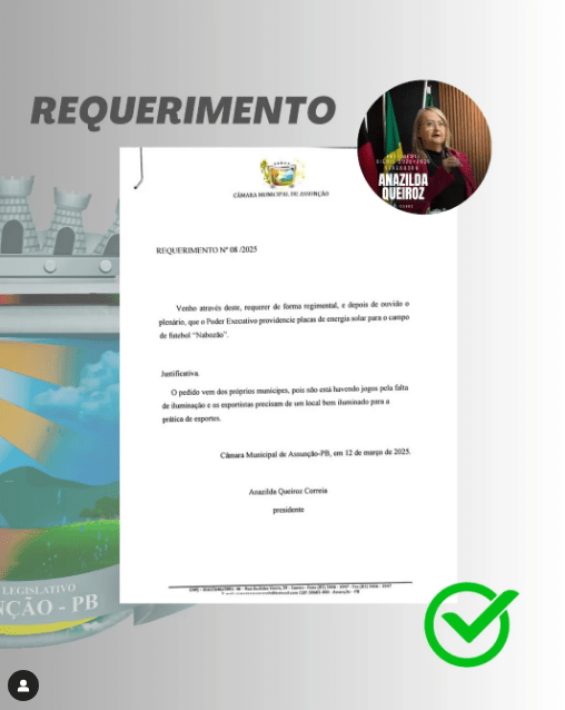 Câmara de Assunção Apresenta Requerimento N° 08/2025 na Sessão de 12 de Março