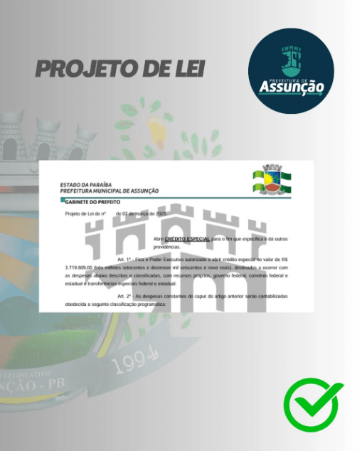 Câmara de Assunção aprova Projeto de Lei da Prefeitura Municipal