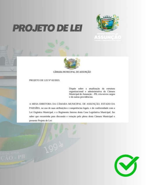 Câmara de Assunção aprova Projeto de Lei Nº 02/2025