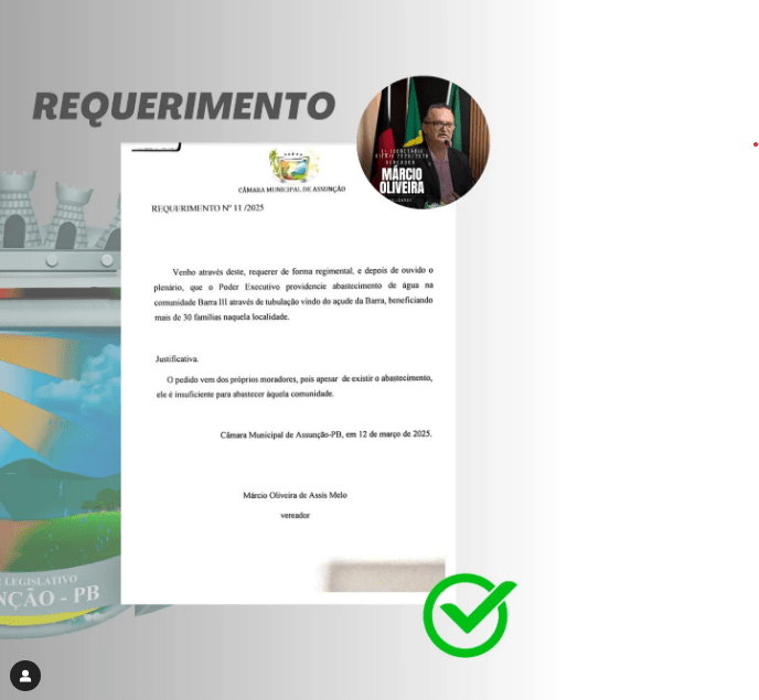 Câmara de Assunção: Novo Requerimento é Apresentado