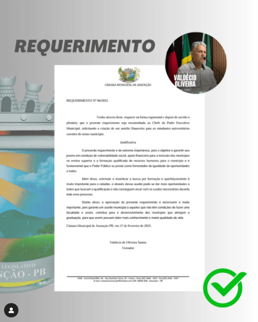 REQUERIMENTO N° 06/2025 Poder Legislativo – Câmara de Assunção