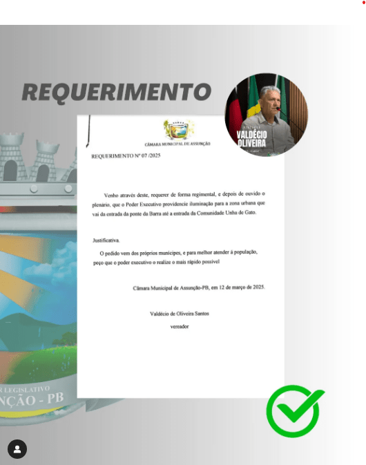 REQUERIMENTO N° 07/2025 apresentado na sessão do dia 12 de março de 2025.