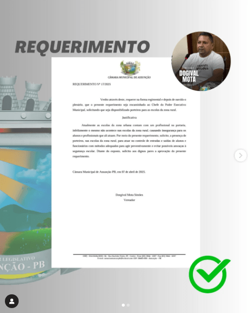Vereador Dogival Mota apresenta Requerimentos na Sessão Ordinária da Câmara de Assunção